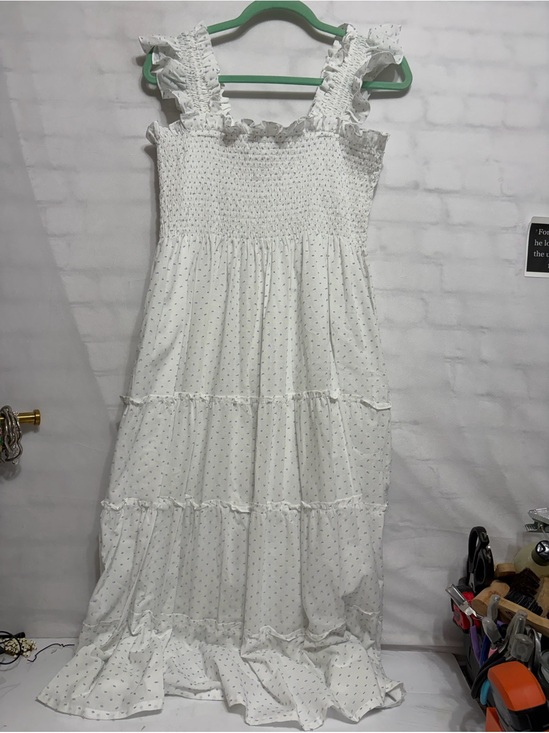 Hill House Dresses & Skirts - Hill House Napi White Dress With Blue Swiss Dots Women Medium